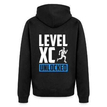 XC Running Cross Country Runner XC Runner - Unisex Premium Bio Zip Hoodie - Schwarz - Hinten - Nico (187cm)