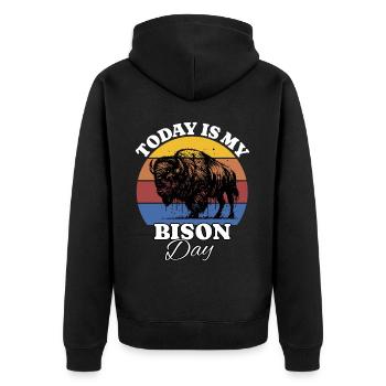Buffalo Bison - Unisex Premium Organic Zip Hoodie - black - Back - Nico (187cm)