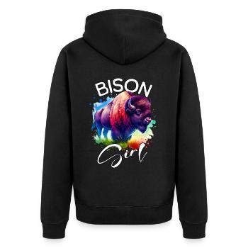 Bison Fille Buffle - Veste à capuche bio Premium Unisexe - noir - Dos - Nico (187cm)