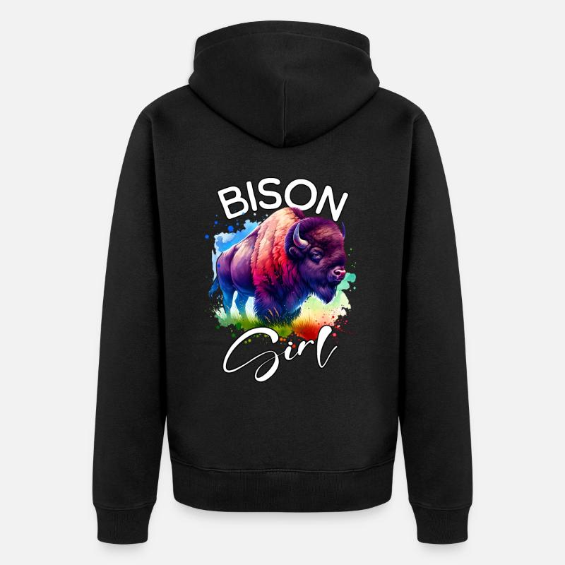Bison Fille Buffle - Veste à capuche bio Premium Unisexe - noir
