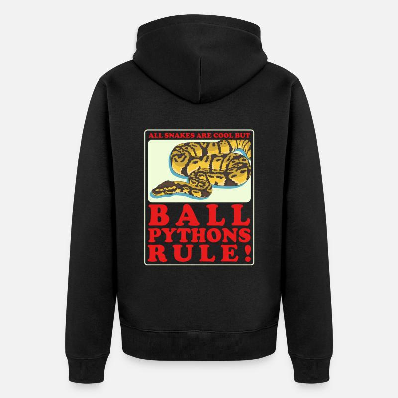 Königspython Python Schlange Geschenk - Unisex Premium Bio Zip Hoodie - Schwarz