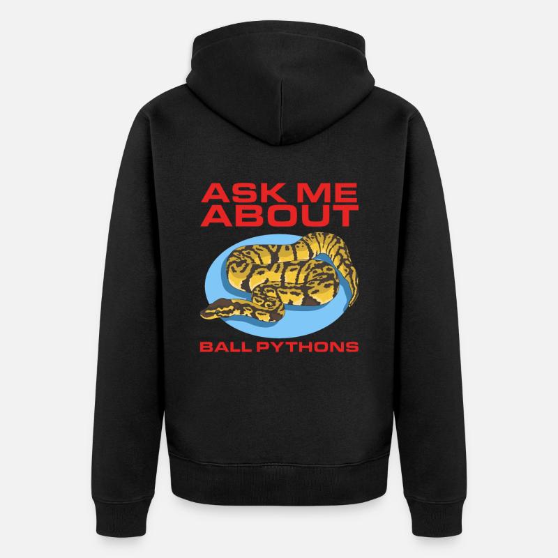 Königspython Python Schlange Geschenke - Unisex Premium Bio Zip Hoodie - Schwarz