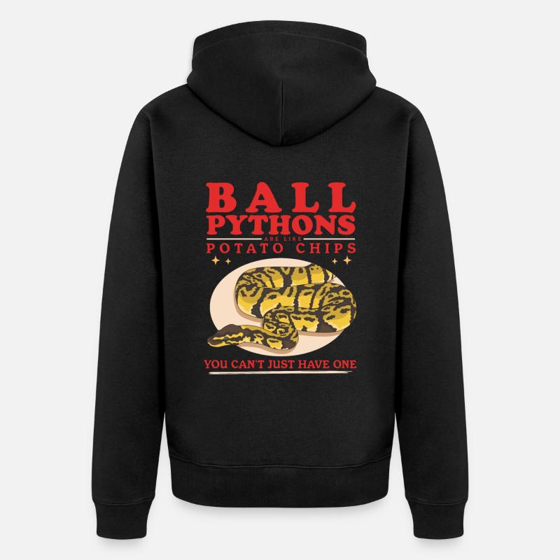 Königspython Python Schlangen Geschenke - Unisex Premium Bio Zip Hoodie - Schwarz
