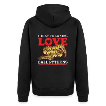 Königspython Schlangen Python Geschenke - Unisex Premium Bio Zip Hoodie - Schwarz - Hinten - Nico (187cm)