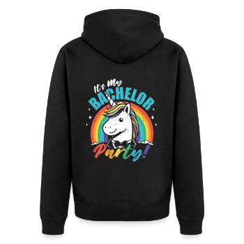 Junggeselle Jungesellenabschied - Unisex Premium Bio Zip Hoodie - Schwarz - Hinten - Nico (187cm)
