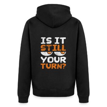 Board game - Unisex Premium Organic Zip Hoodie - black - Back - Nico (187cm)