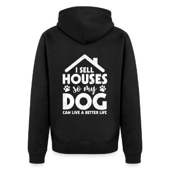 Immobilienmakler - Unisex Premium Bio Zip Hoodie - Schwarz - Hinten - Nico (187cm)