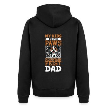 Mountain Feist Papa - Unisex Premium Bio Zip Hoodie - Schwarz - Hinten - Nico (187cm)