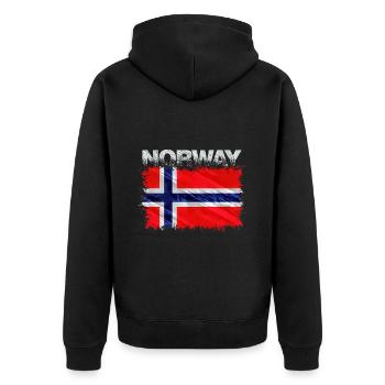 Norway - Unisex Premium Organic Zip Hoodie - black - Back - Nico (187cm)