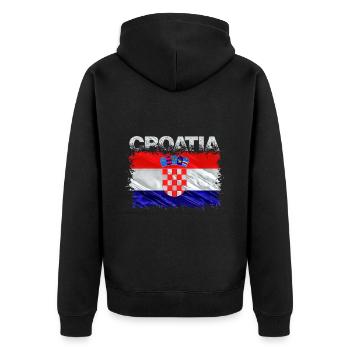 Kroatien - Unisex Premium Bio Zip Hoodie - Schwarz - Hinten - Nico (187cm)