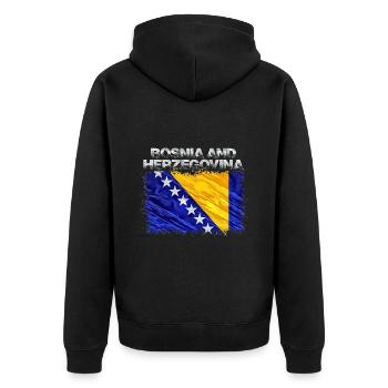 Bosnien Herzegowina - Unisex Premium Bio Zip Hoodie - Schwarz - Hinten - Nico (187cm)