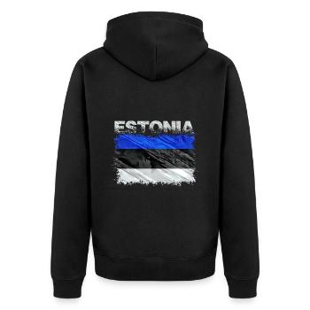 Estland - Unisex Premium Bio Zip Hoodie - Schwarz - Hinten - Nico (187cm)