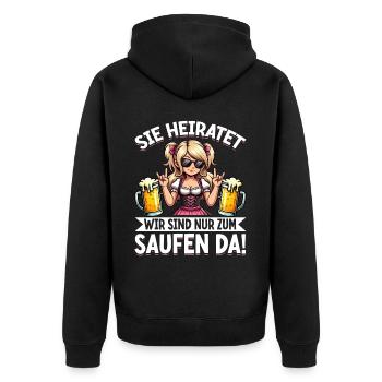 The Bride Funny Bachelorette Party Maid of Honor - Unisex Premium Organic Zip Hoodie - black - Back - Nico (187cm)