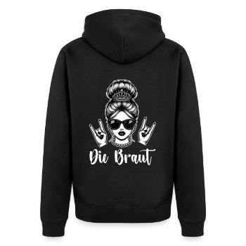 The Bride Funny Bachelorette Party Maid of Honor - Unisex Premium Organic Zip Hoodie - black - Back - Nico (187cm)