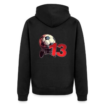 Football et jeux anniversaire garçon 13 ans - Veste à capuche bio Premium Unisexe - noir - Dos - Nico (187cm)