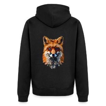 Lustiges Fuchs Fox Kunst Tier Natur Wildtier Tiere - Unisex Premium Bio Zip Hoodie - Schwarz - Hinten - Nico (187cm)