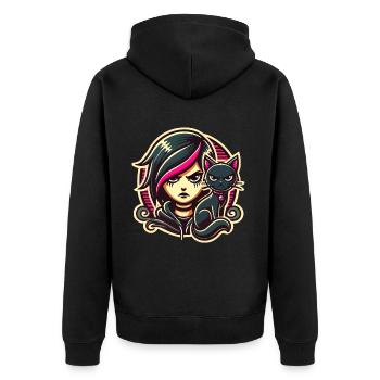 Pastell Goth Style Mürrischer Katzenliebhaber Goth - Unisex Premium Bio Zip Hoodie - Schwarz - Hinten - Nico (187cm)