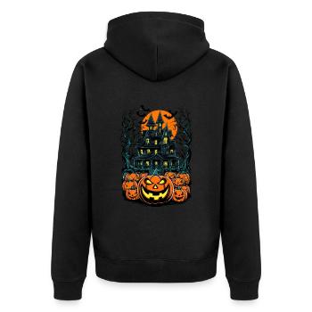 Spooky Haunted House Spooky Haunted Villa - Unisex Premium Organic Zip Hoodie - black - Back - Nico (187cm)