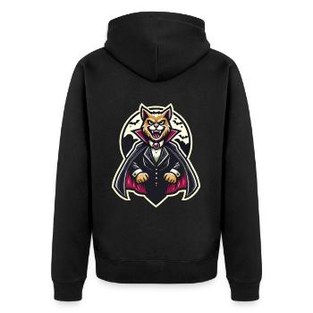 Vampire Cat Cute Halloween Cat - Unisex Premium Organic Zip Hoodie - black - Back - Nico (187cm)
