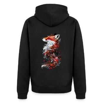 Majestueux renard roux design floral - Veste à capuche bio Premium Unisexe - noir - Dos - Nico (187cm)