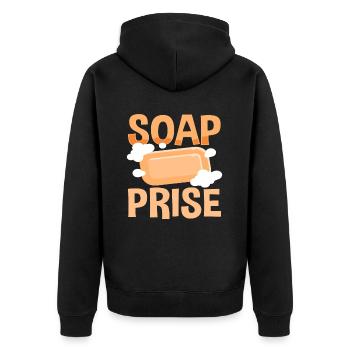 Funny Soap Joke Soap Pinch Surprise - Unisex Premium Organic Zip Hoodie - black - Back - Nico (187cm)