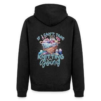 Stricken Häkeln - Unisex Premium Bio Zip Hoodie - Schwarz - Hinten - Nico (187cm)