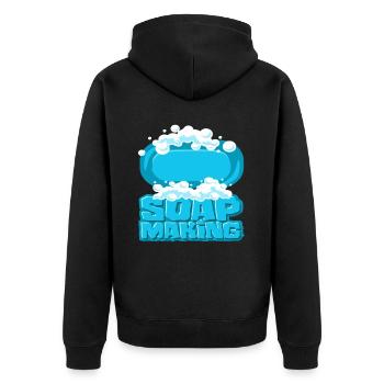 Seifenherstellung Anleitung - Unisex Premium Bio Zip Hoodie - Schwarz - Hinten - Nico (187cm)
