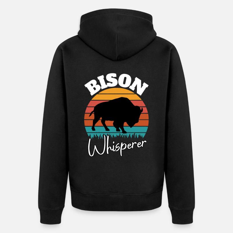 Büffel Flüsterer - Unisex Premium Bio Zip Hoodie - Schwarz