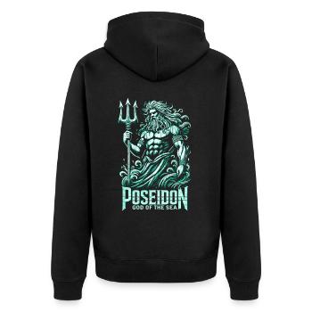 Poseidon - God of the Seas - Unisex Premium Organic Zip Hoodie - black - Back - Nico (187cm)