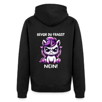 Before you ask: No - Unisex Premium Organic Zip Hoodie - black - Back - Nico (187cm)