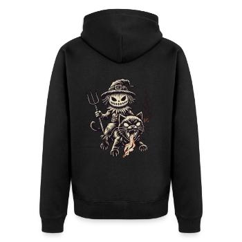 Creepy Devil Cat Dark Cats Design - Unisex Premium Organic Zip Hoodie - black - Back - Nico (187cm)