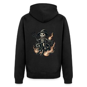 diCreepy Devil Cat Dark Cats Design - Unisex Premium Organic Zip Hoodie - black - Back - Nico (187cm)