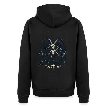 Creepy Devil Cat Dark Cats Summoning - Unisex Premium Organic Zip Hoodie - black - Back - Nico (187cm)
