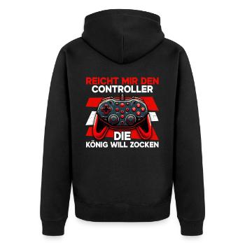 Hands me the controller, the queen wants to play - Unisex Premium Organic Zip Hoodie - black - Back - Nico (187cm)