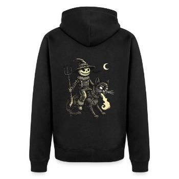 Creepy Devil Cat Dark Cat Rider - Unisex Premium Organic Zip Hoodie - black - Back - Nico (187cm)