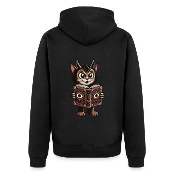 Funny Demons Cat Cute Cats Magician - Unisex Premium Organic Zip Hoodie - black - Back - Nico (187cm)