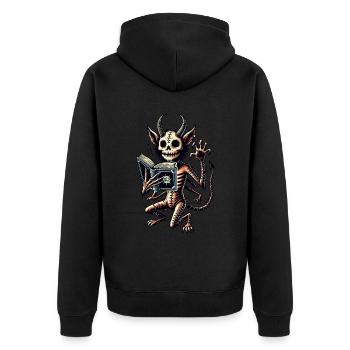 Creepy Goth Katze Düsteres Katze Design Halloween - Unisex Premium Bio Zip Hoodie - Schwarz - Hinten - Nico (187cm)