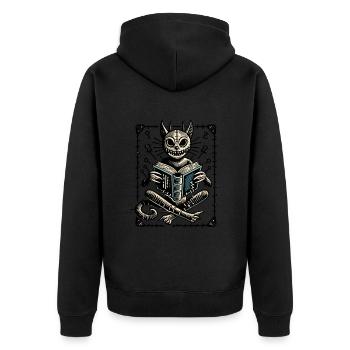 Creepy Cat Mage Dark Goth Cat - Unisex Premium Organic Zip Hoodie - black - Back - Nico (187cm)