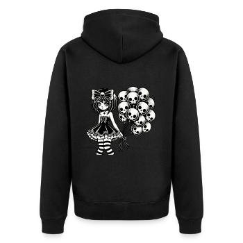 Kawaii Goth Fille Design gothique foncé - Veste à capuche bio Premium Unisexe - noir - Dos - Nico (187cm)