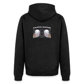 Halloween-Busen-Spukhupen - Unisex Premium Bio Zip Hoodie - Schwarz - Hinten - Nico (187cm)