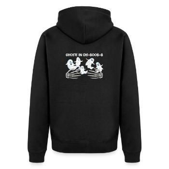 Halloween-Tittengeister In Dis-Boo-B - Unisex Premium Bio Zip Hoodie - Schwarz - Hinten - Nico (187cm)