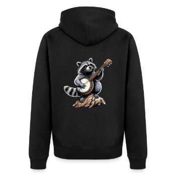 Waschbär Opossum Straßenkatze Bluegrass Banjo Spie - Unisex Premium Bio Zip Hoodie - Schwarz - Hinten - Nico (187cm)