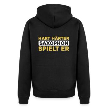Saxophone Saxophone - Unisex Premium Organic Zip Hoodie - black - Back - Nico (187cm)