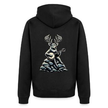 Rentier Weihnachten Weihnachtsmann Bluegrass Banjo - Unisex Premium Bio Zip Hoodie - Schwarz - Hinten - Nico (187cm)