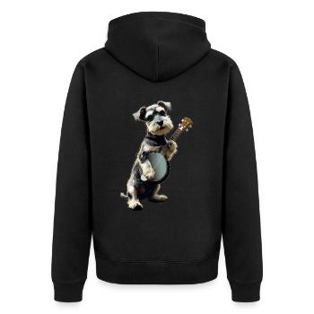 Schnauzer Chien Joueur de Banjo Bluegrass - Veste à capuche bio Premium Unisexe - noir - Dos - Nico (187cm)