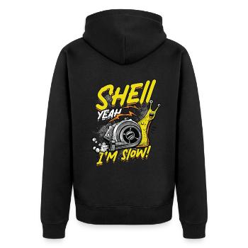 Schnecke Schnecken Entomologie Shell yeah - Unisex Premium Bio Zip Hoodie - Schwarz - Hinten - Nico (187cm)