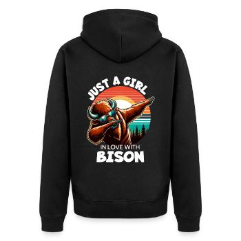 Une fille aime le bison - Veste à capuche bio Premium Unisexe - noir - Dos - Nico (187cm)