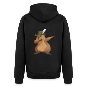 Murmeltier für einen Murmeltier Liebhaber - Unisex Premium Bio Zip Hoodie - Schwarz - Hinten - Nico (187cm)