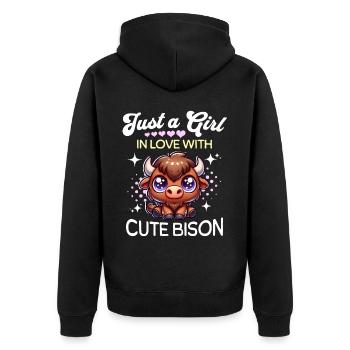 Bison fille bison - Veste à capuche bio Premium Unisexe - noir - Dos - Nico (187cm)