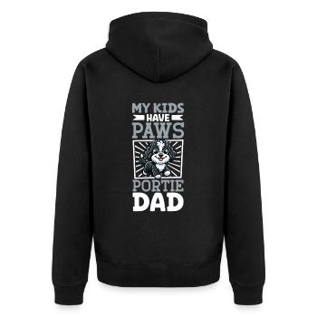 Portugiesischer Wasserhund Papa - Unisex Premium Bio Zip Hoodie - Schwarz - Hinten - Nico (187cm)